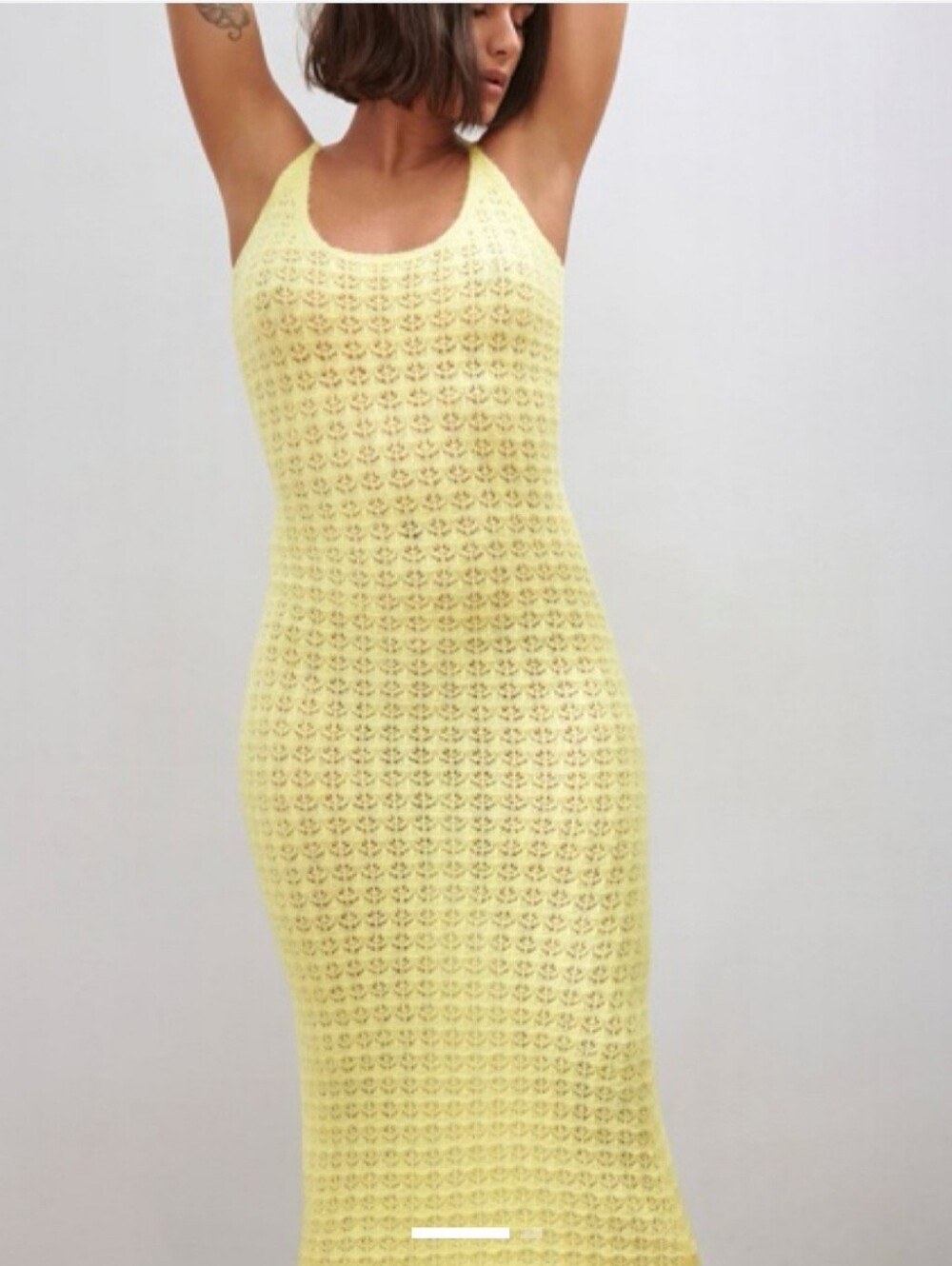 Zara Knit Midi Bodycon Dress Yellow Size Medium NWT